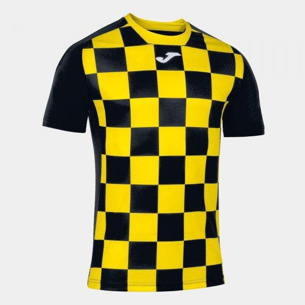  Pánské triko Joma Flag II T-Shirt Black-Yellow S/S