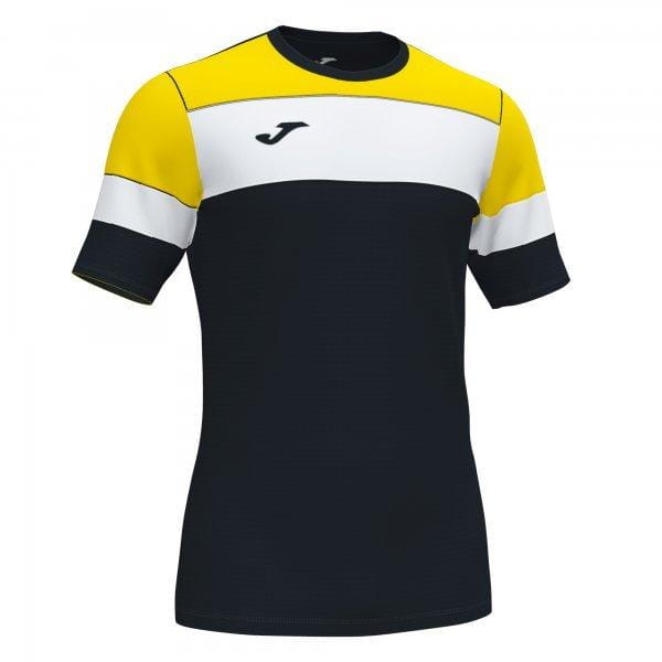  Pánske tričko Joma Crew IV Cotton T-Shirt Black-Yellow S/S
