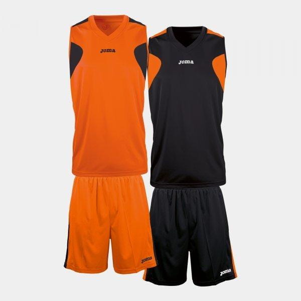 Unisex-Basketball-Set Joma Reversible Basket Set Orange -Black Jersey+Short