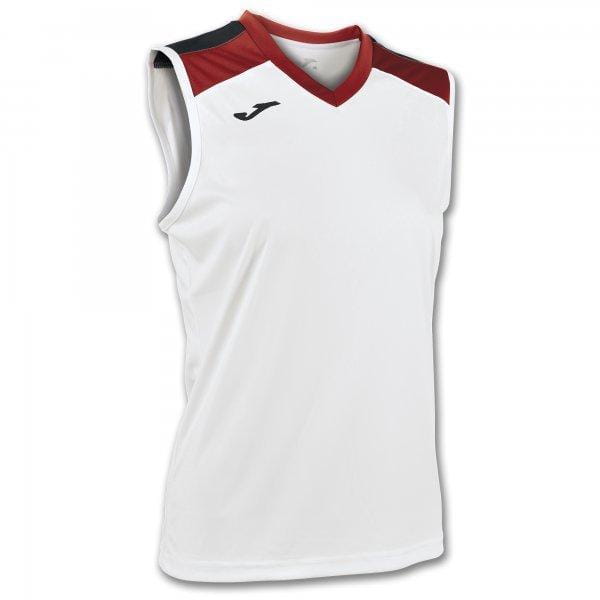 Koszulki bez rękawów Joma Aloe Volley Shirt White-Red Sleeveless W.