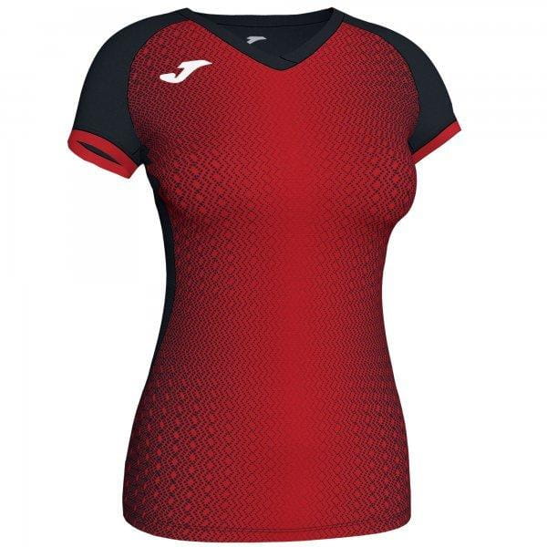  Dames-T-shirt Joma Supernova T-Shirt Black-Red S/S