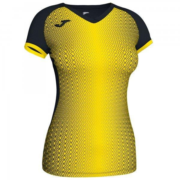  Dames-T-shirt Joma Supernova T-Shirt Black-Yellow S/S
