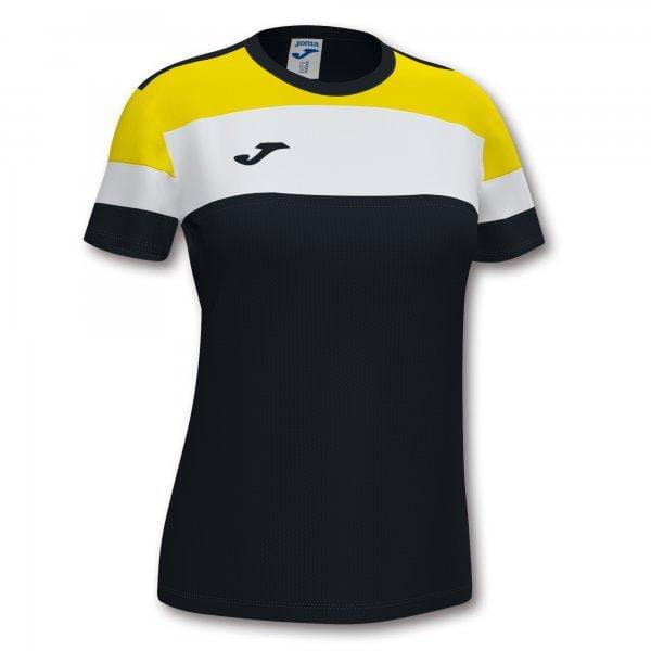  Dámske tričko Joma Crew IV Cotton T-Shirt Black-Yellow S/S