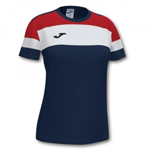  Frauen-T-Shirt Joma Crew IV Cotton T-Shirt Dark Navy-Red S/S