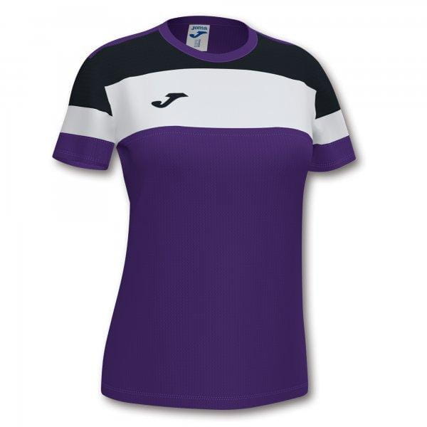  Női póló Joma Crew IV Cotton T-Shirt Purple-Black S/S