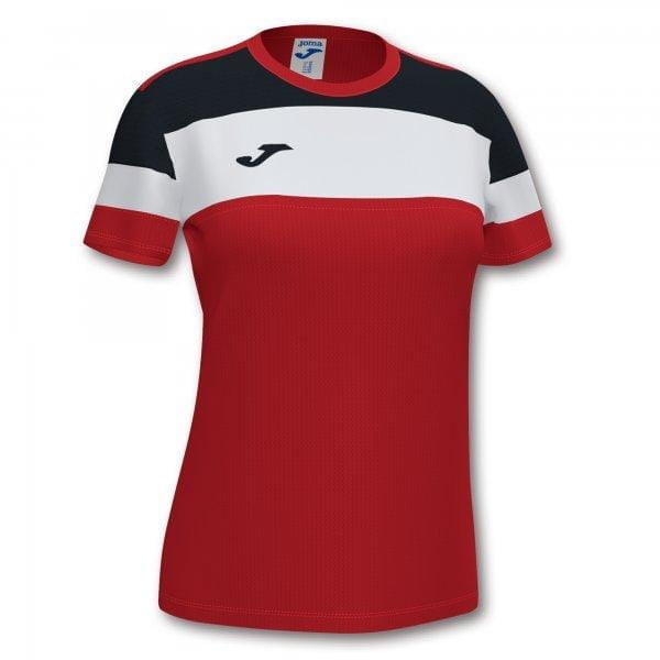  Frauen-T-Shirt Joma Crew IV Cotton T-Shirt Red-Black S/S