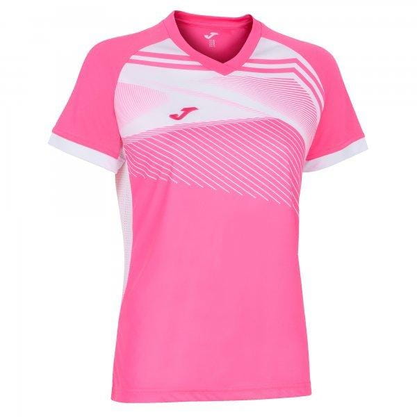  Camiseta de mujer Joma Supernova II T-Shirt Fluor Pink-White S/S