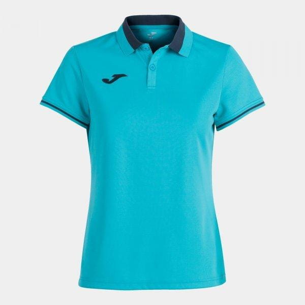 Dámske tričko Joma Championship VI Short Sleeve Polo Fluor Turquoise-Navy