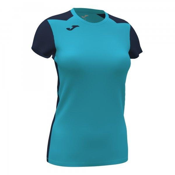  Maglietta da donna Joma Record II Short Sleeve T-Shirt Fluor Turquoise-Navy