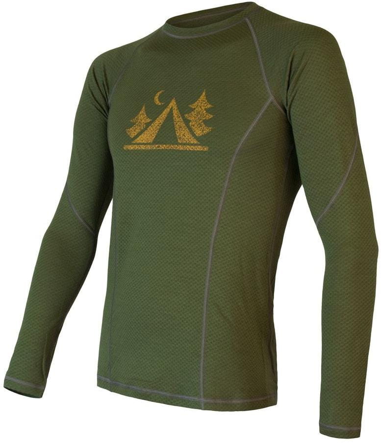  Pánske tričko Merino Sensor Merino Df Camp pánské triko dl.rukáv safari green