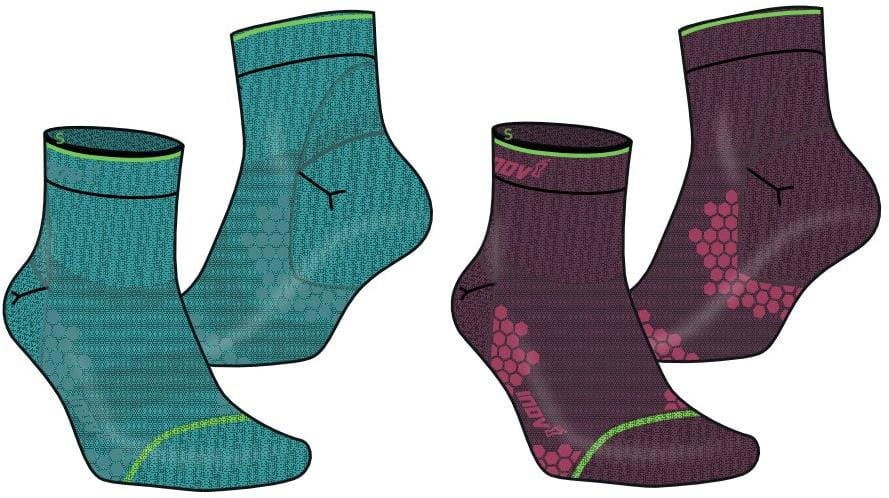 Unisex bežecké ponožky Inov-8  TRAILFLY SOCK MID teal/purple fialová