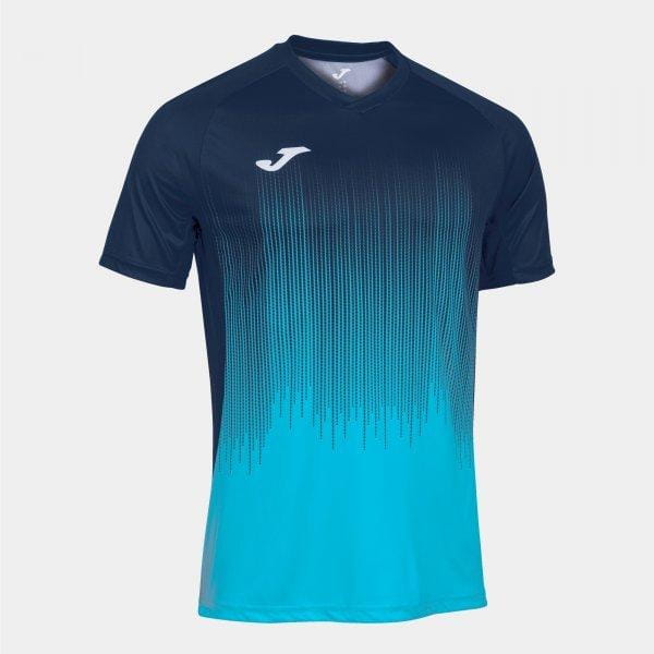 Férfi póló Joma Tiger IV Short Sleeve T-Shirt Fluor Turquoise-Navy