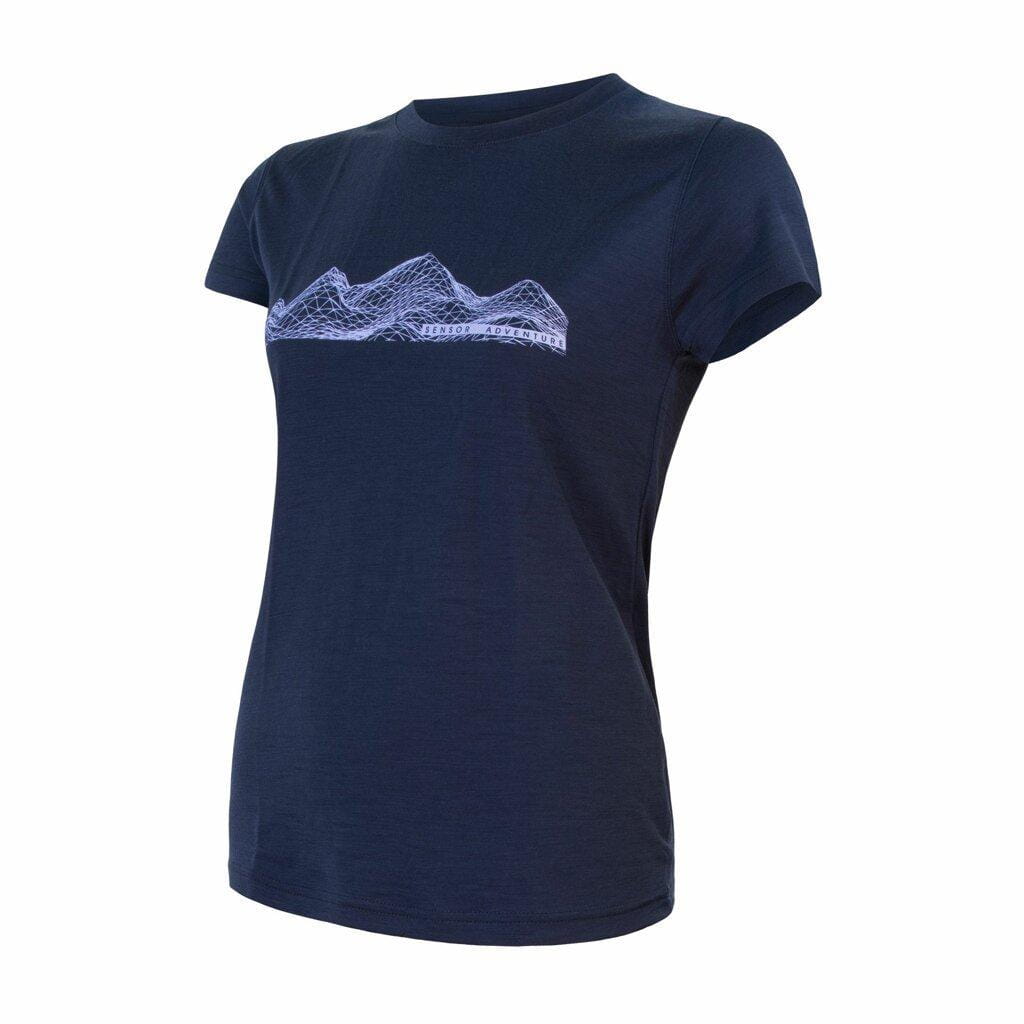 Damski t-shirt outdoorowy Sensor Merino Active Pt Mountains dámské triko kr.rukáv deep blue