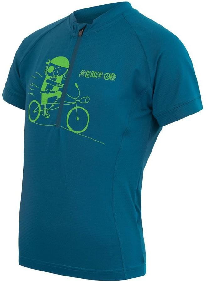 Otroška kolesarska majica Sensor Coolmax Entry dětský dres kr.rukáv safír green Pirate