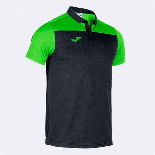 Pánské tričko Joma Hobby II Short Sleeve Polo Black Fluor Green