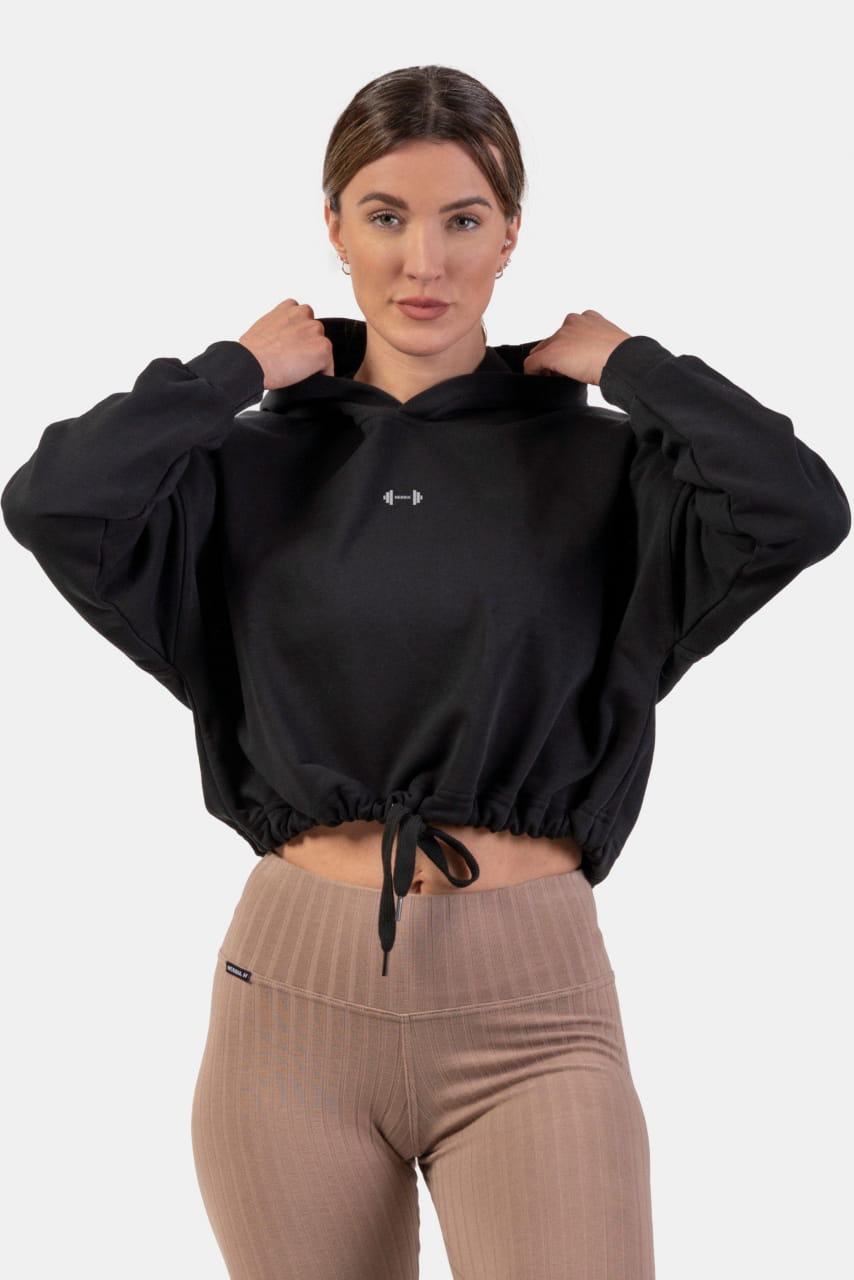 Dames sweatshirt met losse mouwen Nebbia Loose Fit Crop Hoodie Iconic