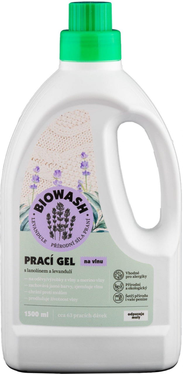 Żel do prania wełny BioWash Prací gel levandule/lanolín na vlnu, 1500 ml