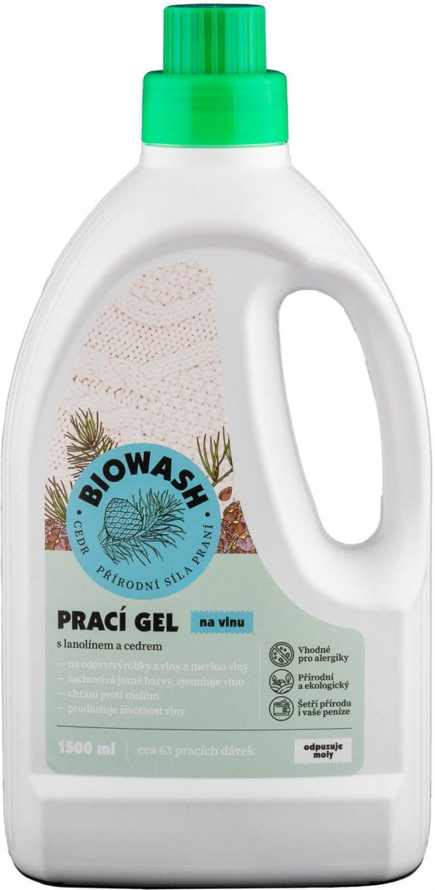 Żel do prania wełny BioWash Prací gel cedr/lanolín na vlnu, 1500 ml