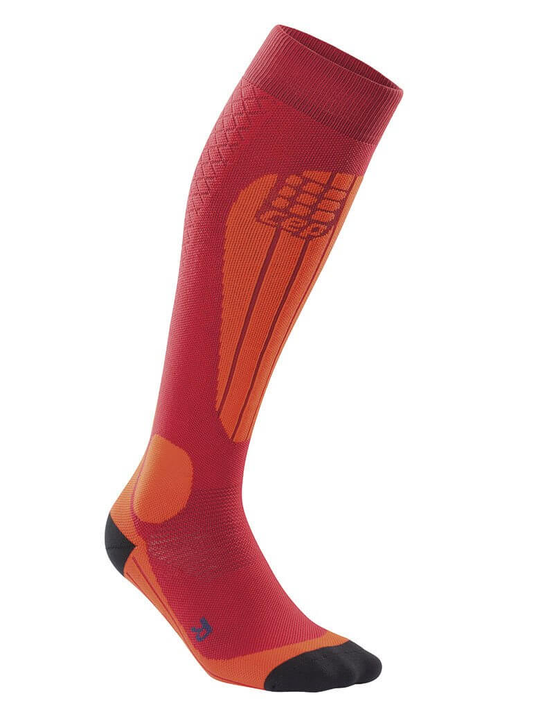Ponožky CEP Lyžařské termo podkolenky dámské II brusinková / oranžová