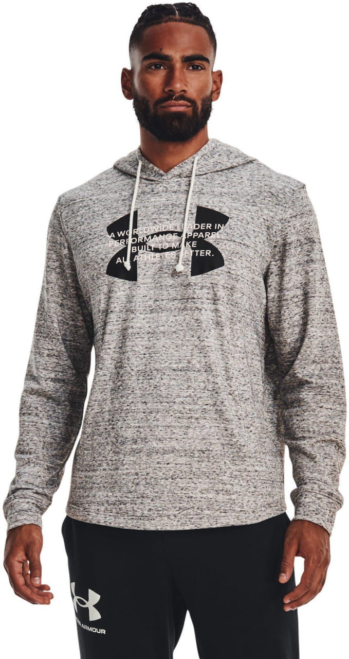 Heren sport sweatshirt Under Armour Rival Terry Logo Hoodie-WHT