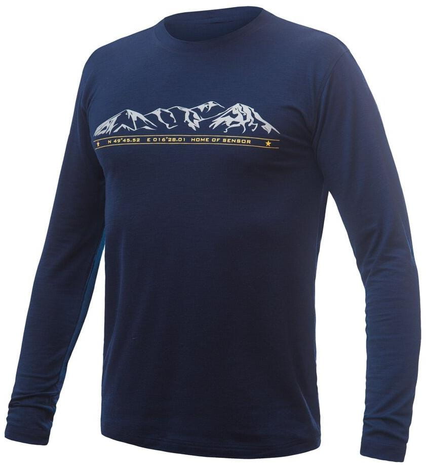 Pánské funkční tričko Sensor Merino Active Pt Mountains pánské triko dl.rukáv deep blue