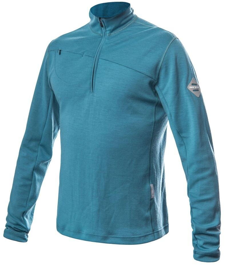 Sportliches Herren-Sweatshirt Sensor Merino Upper pánská mikina krátký zip mint blue