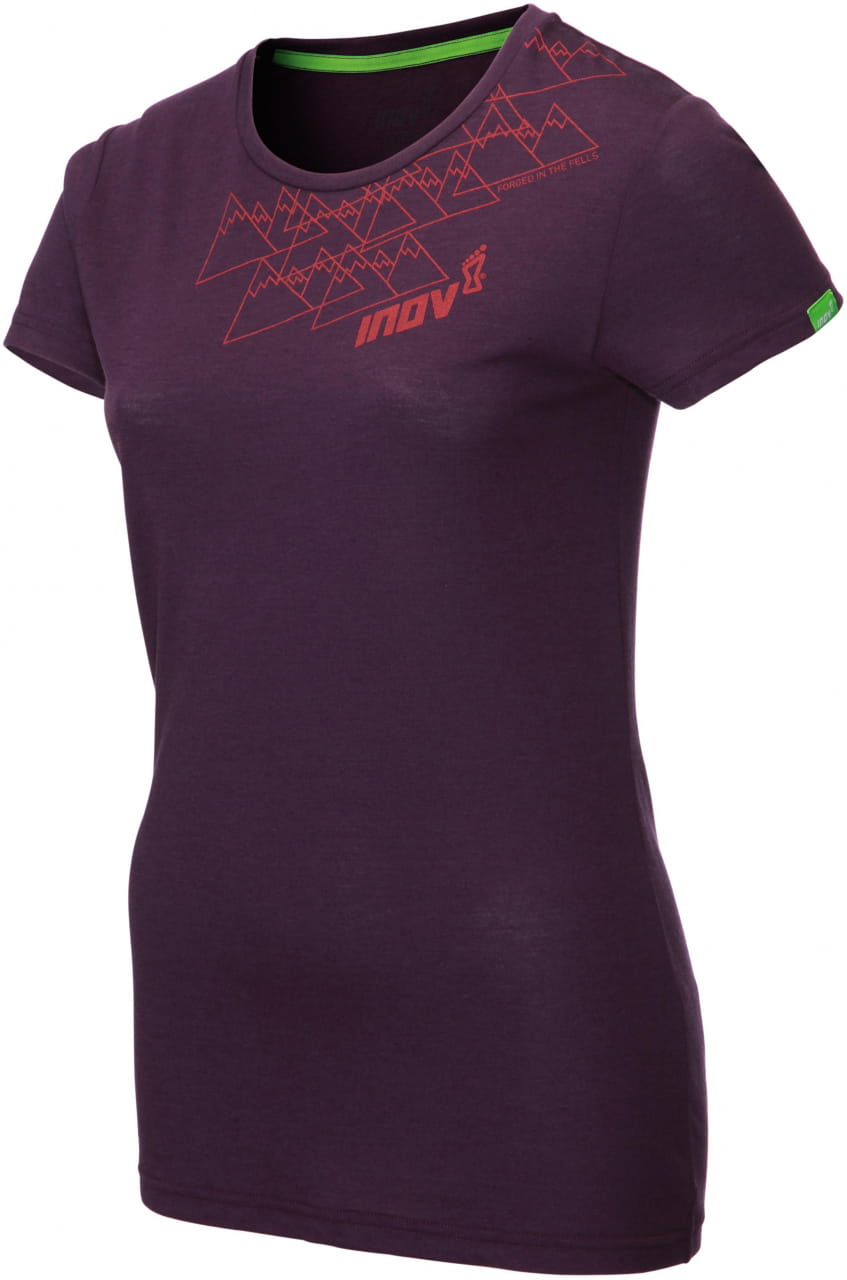 Damska koszulka do biegania z krótkim rękawem Inov-8  TRI BLEND SS angle W purple