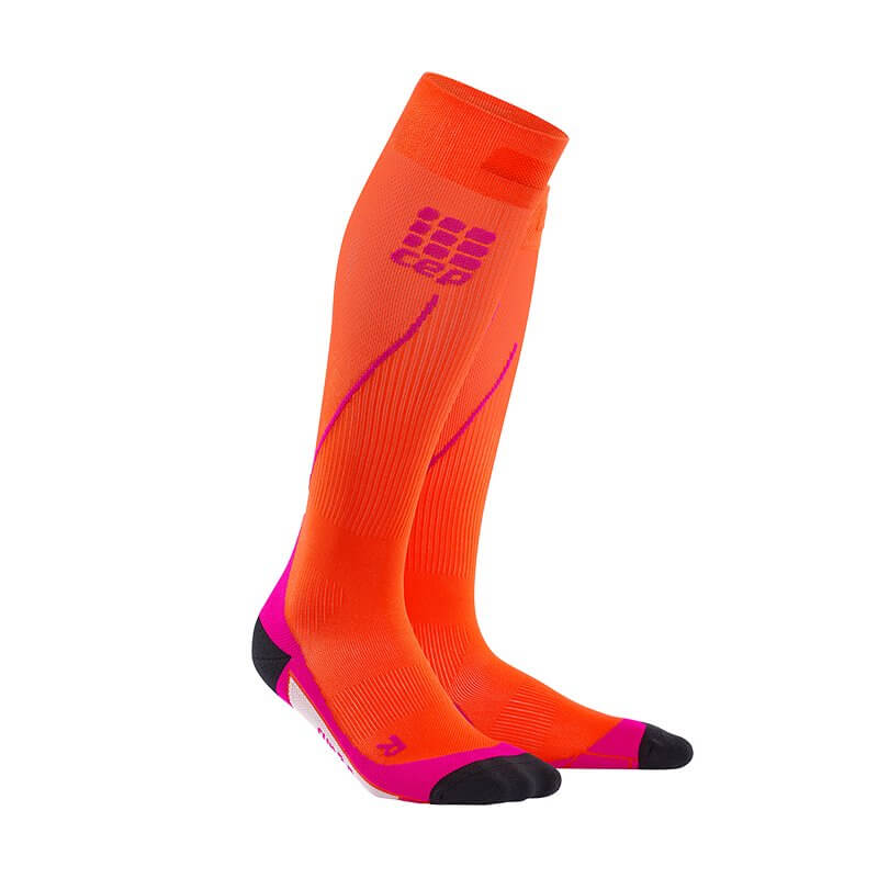 Ponožky CEP Běžecké podkolenky dámské tmavě oranžová / růžová