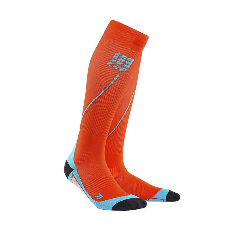 Ponožky CEP Běžecké podkolenky pánské tmavě oranžová / havajská modř