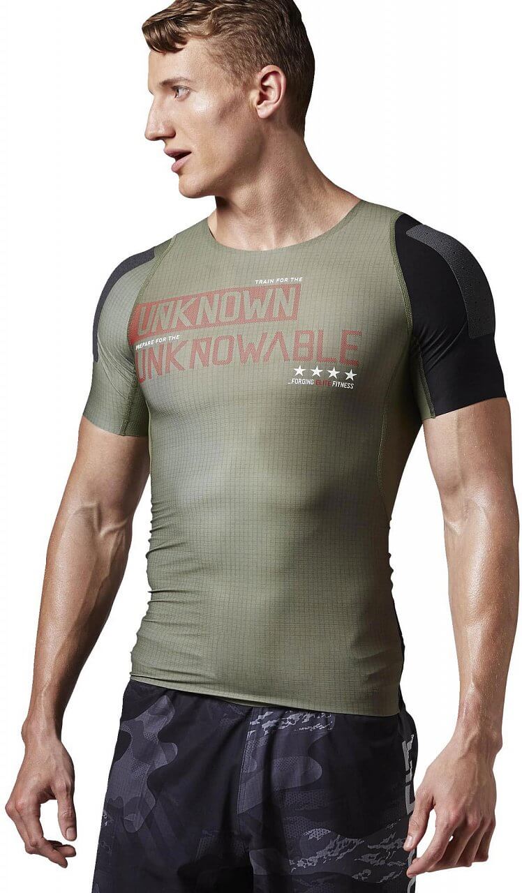 Pánské sportovní tričko Reebok RCF SS Compression Shirt built with Kevlar