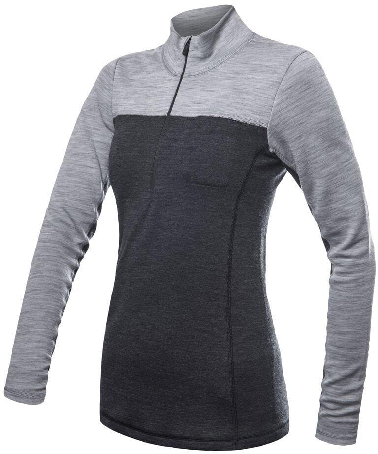 Damska koszulka sportowa Sensor Merino Bold dámské triko dl.rukáv zip anthracite/cool gray