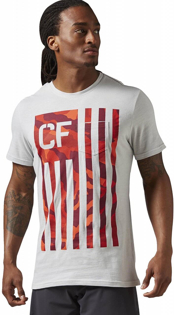 Pánské fitness tričko Reebok CrossFit Camo Flag Pocket Tee