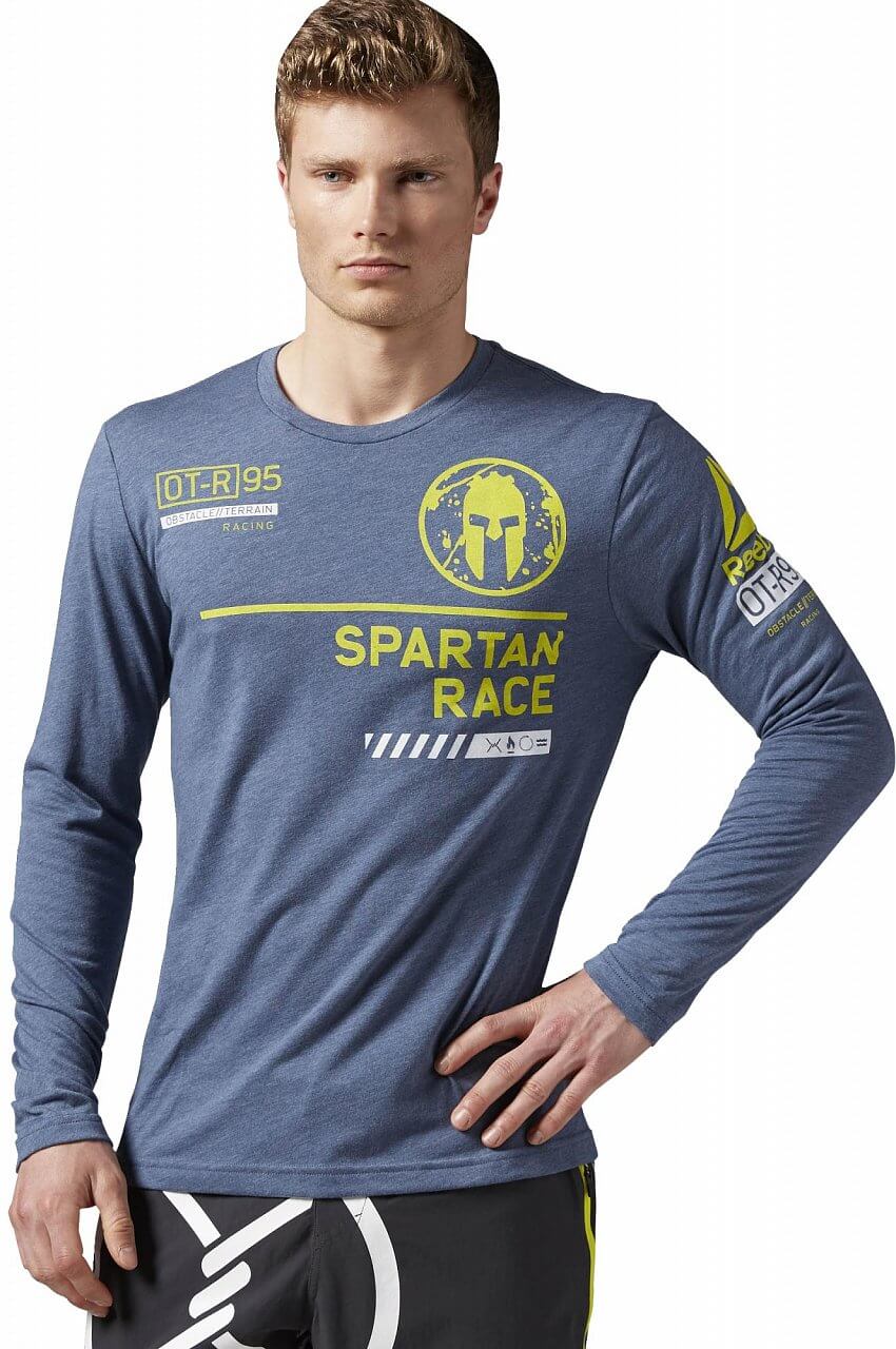 Pánské běžecké tričko Reebok Spartan Race LS Tri Blend Spartan Branded Tee