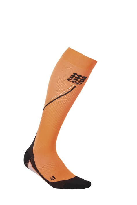 Ponožky CEP Běžecké podkolenky NIGHT dámské reflexní oranžová