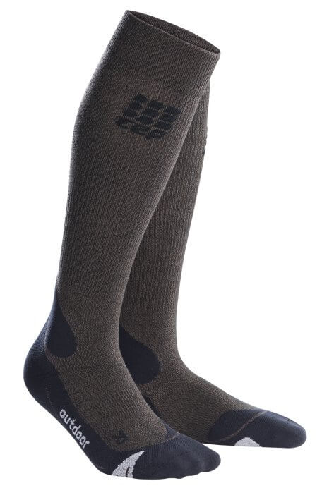 Ponožky CEP Outdoorové podkolenky merino pánské hnědá / černá