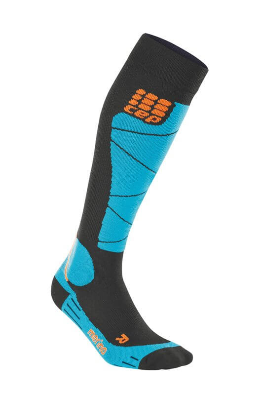 Ponožky CEP Lyžařské podkolenky merino dámské černá / azurová