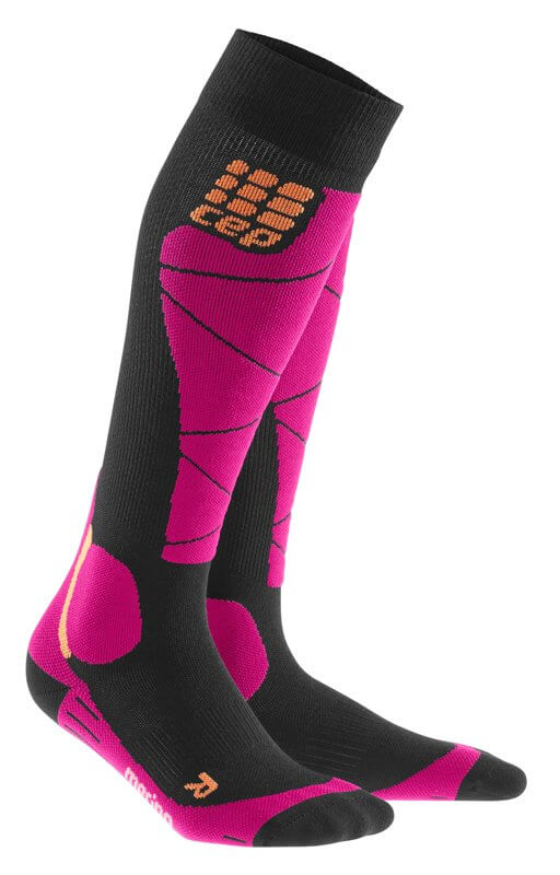 Ponožky CEP Lyžařské podkolenky merino dámské černá / růžová