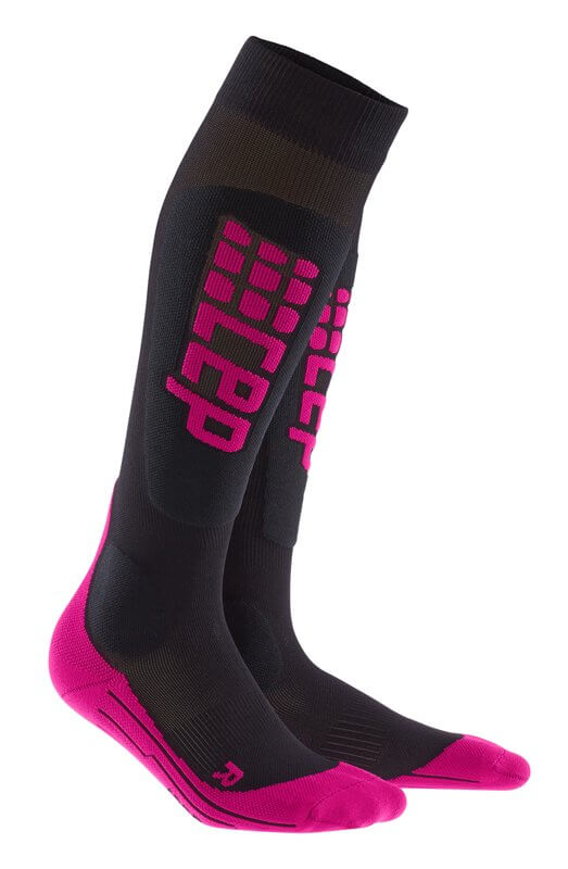Dámske lyžiarske ponožky CEP Lyžařské podkolenky RACE dámské černá / růžová