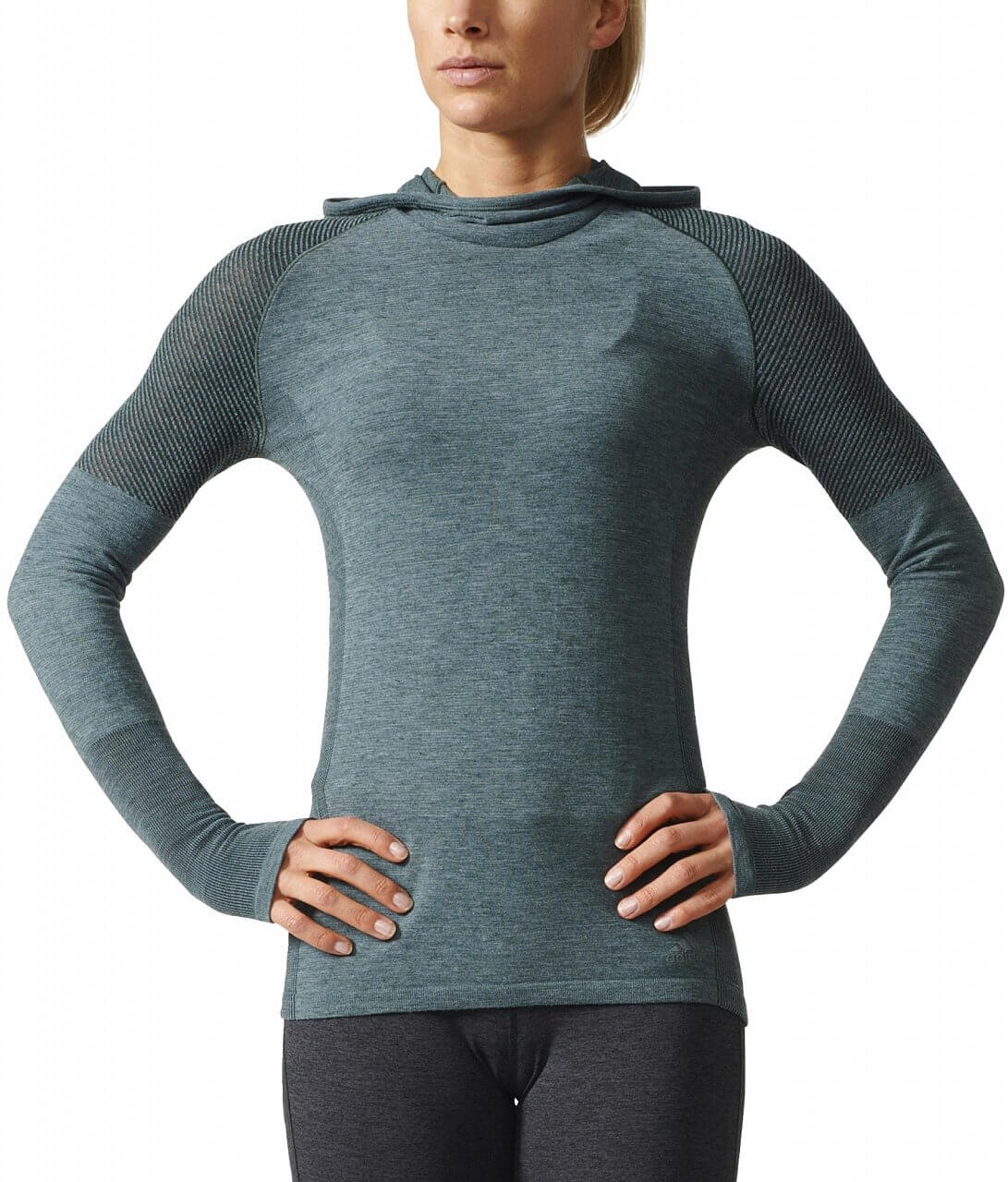 Dámské běžecké tričko adidas Primeknit Wool Long Sleeve Hooded Tee Women