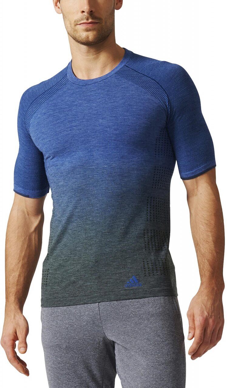 Pánské běžecké tričko adidas Primeknit  Wool SH Sleeve Tee Dip Dye Men