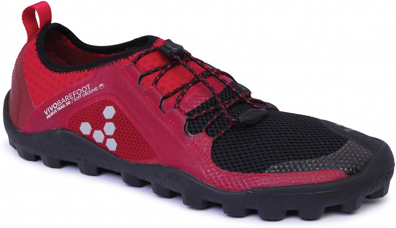 Dámské běžecké boty Vivobarefoot Primus Trail SG L Mesh Black/Red