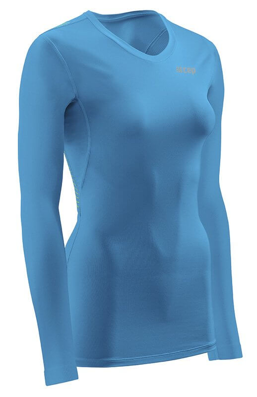 Tričká CEP Tričko WINGTECH s dlouhým rukávem dámské elektrická modř / zelená
