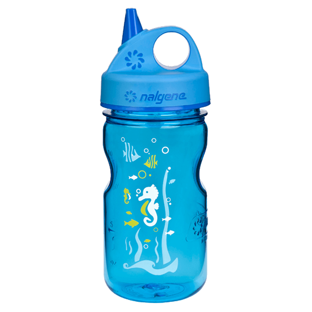 Detská fľaša na pitie Nalgene Grip&#39;n Gulp Blue Seahorse