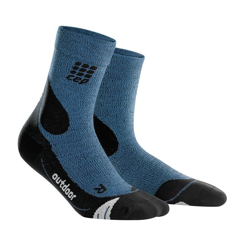 Pánské outdoorové ponožky CEP Outdoorové ponožky MERINO pánské III žíhaná modrá / černá