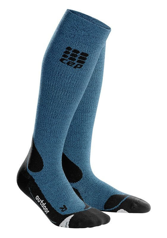 Ponožky CEP Outdoorové podkolenky MERINO pánské III žíhaná modrá / černá
