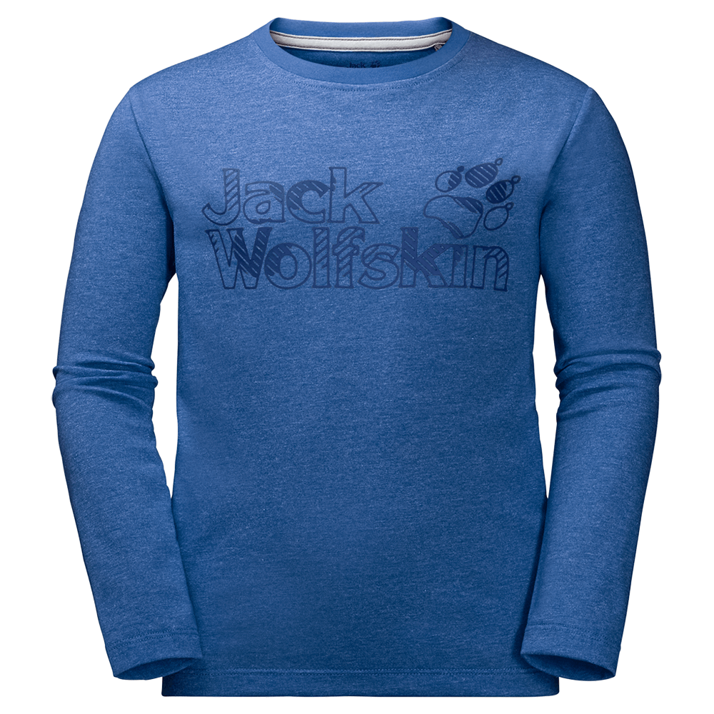 Tričká Jack Wolfskin LS Brand Tee Boy coastal blue 1201