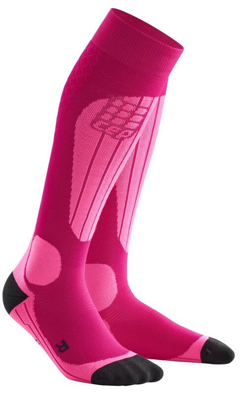 Ponožky CEP Lyžařské podkolenky TERMO dámské růžová / reflexní růžová