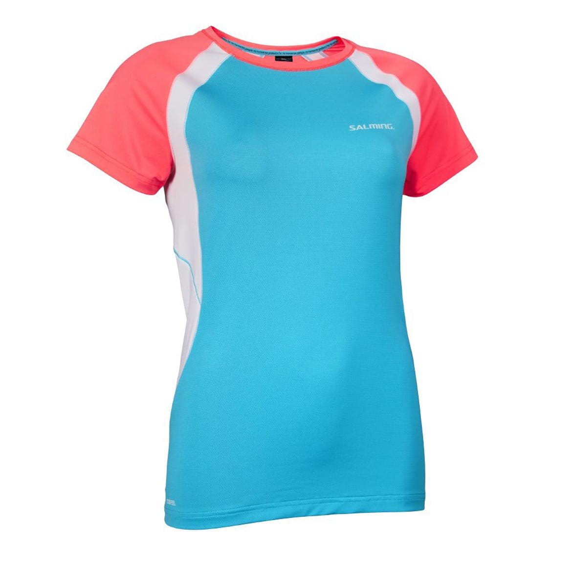 Camiseta de partido de mujer Salming Nova Tee Women Coral/Light Blue
