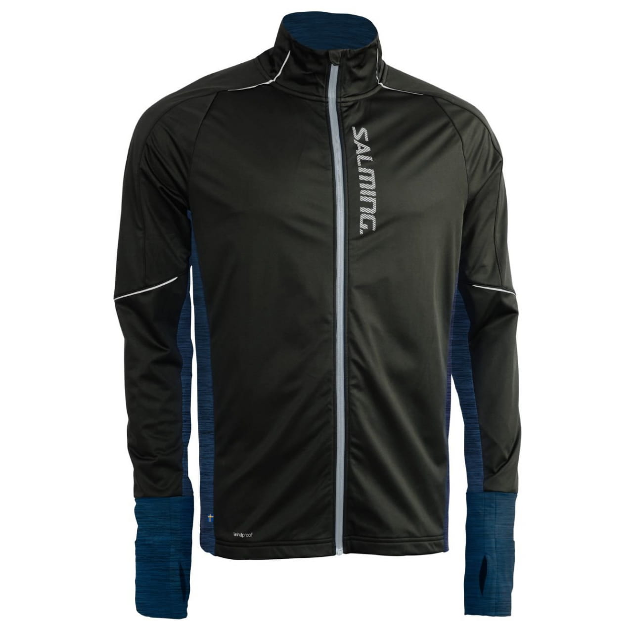 Pánská běžecká bunda Salming Thermal Wind Jacket Men Black/Blue Melange