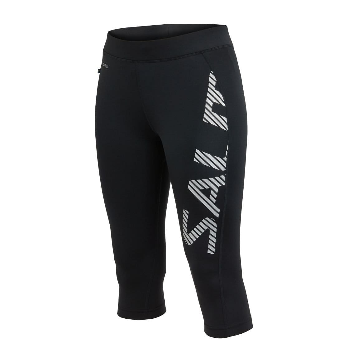 Pantalones cortos de mujer para correr Salming Capri Logo Tights Women Black/Silver Reflective